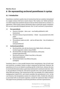 Chapter 6 On representing anchored parentheses in syntax