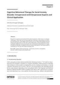 Cognitive Behavioral Therapy For Social Anxiety Disorder
intrapersonal and interpersonal Aspects and Clinical Application