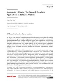 Introductory Chapter: The Research Trend and Applications in Behavior Analysis