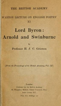 Lord Byron  Arnold and Swinburne