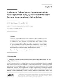 Predictors of College Success
Symptoms of Adhd, Psychological Well-Being, Appreciation of The Liberal Arts, and Understanding of College Policies