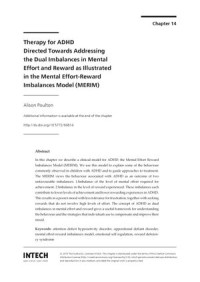 Therapy for ADHD Directed Towards Addressing the Dual Imbalances in Mental Effort and Reward as Illustrated in the Mental Effort-Reward Imbalances Model (MERIM)