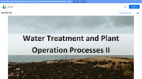 Water Treatment and Plant Operation Processes II