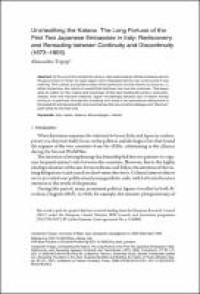 Chapter Unsheathing the Katana. The Long Fortune of the First Two Japanese Embassies in Italy: Rediscovery and Rereading between Continuity and Discontinuity (1873–1905)