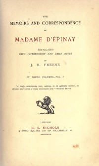 The memoirs and correspondence of Madame D'Épinay