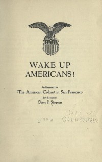 Wake up Americans : addressed to the American Colony in San Francisco